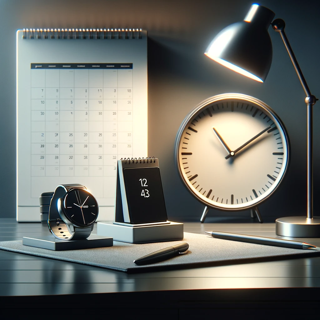 a clock on a desk