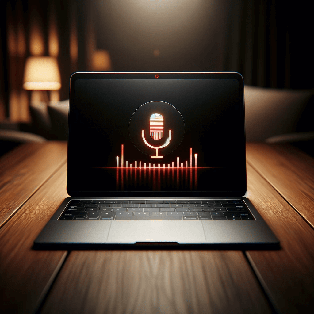 a laptop with a recorder