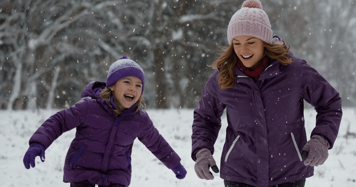 a small kid wearing purple outfit running away from his mother, wholesome picture, laughing and cute