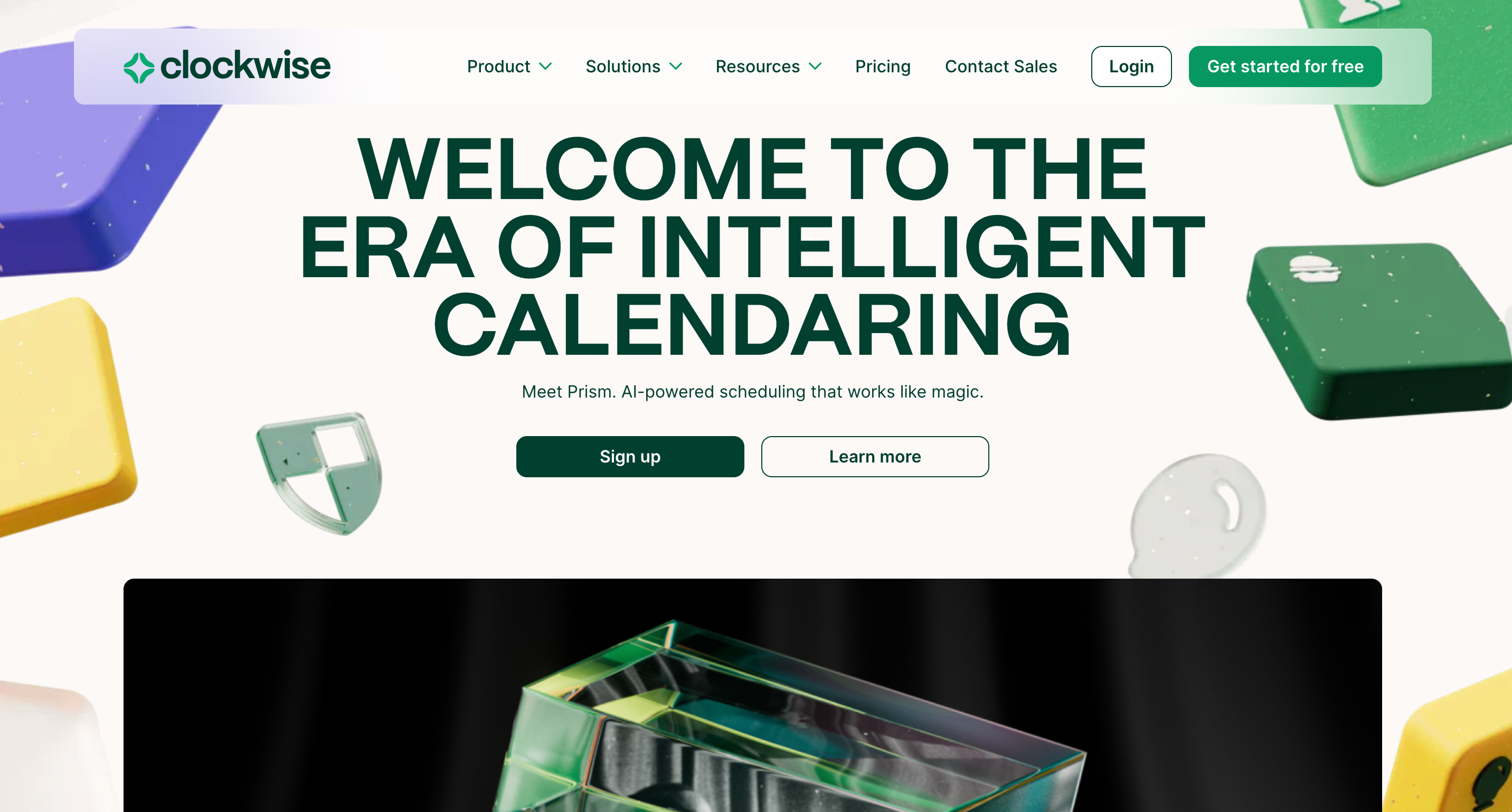 ai project management app called clockwise, image shows its landing page