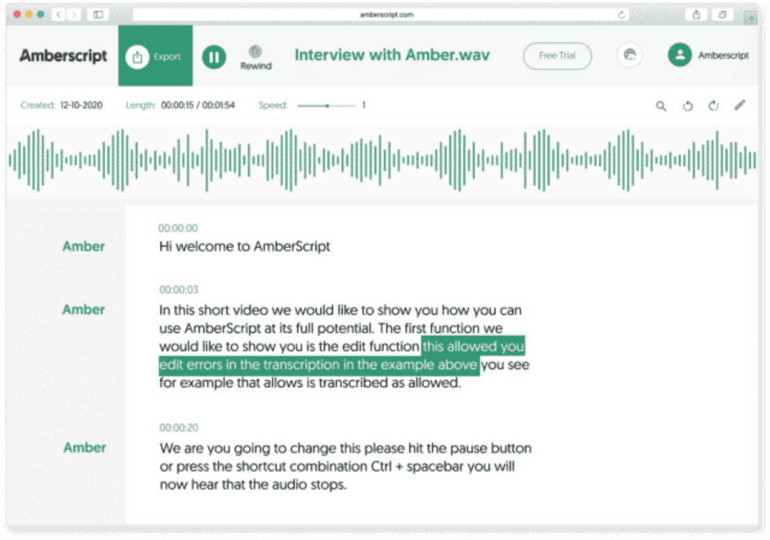 amberscript an ai transcription software for research