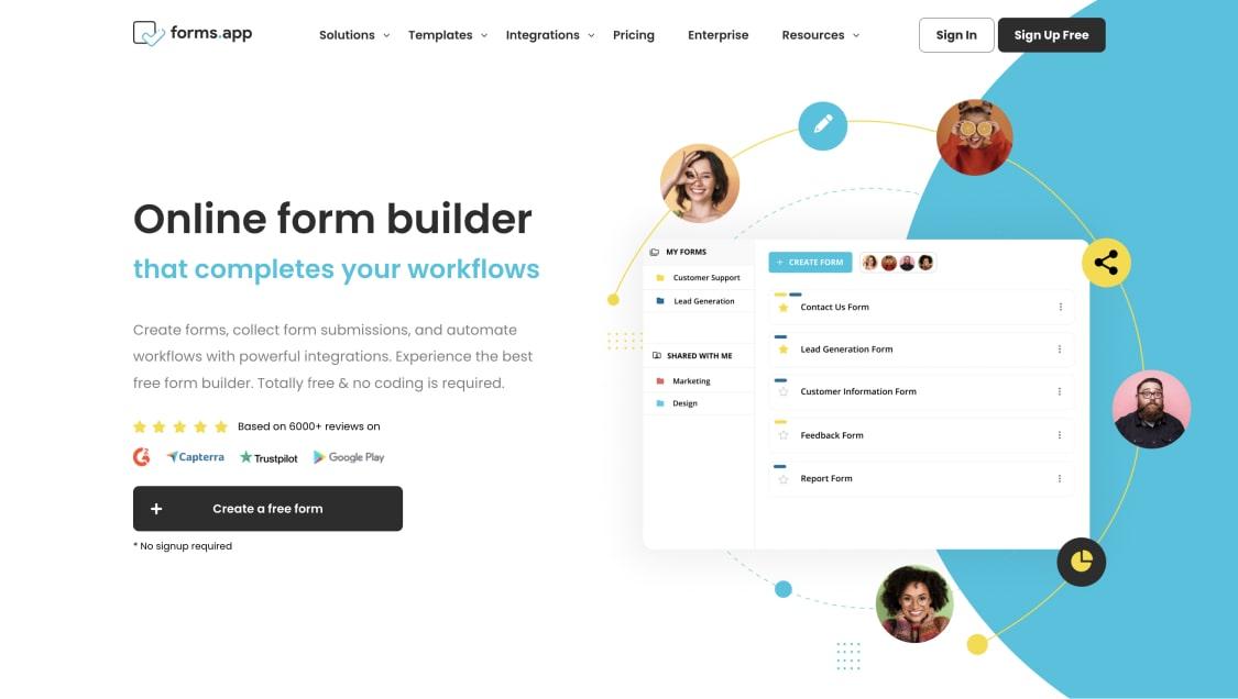 best ai tools for teachers, landing page of forms app