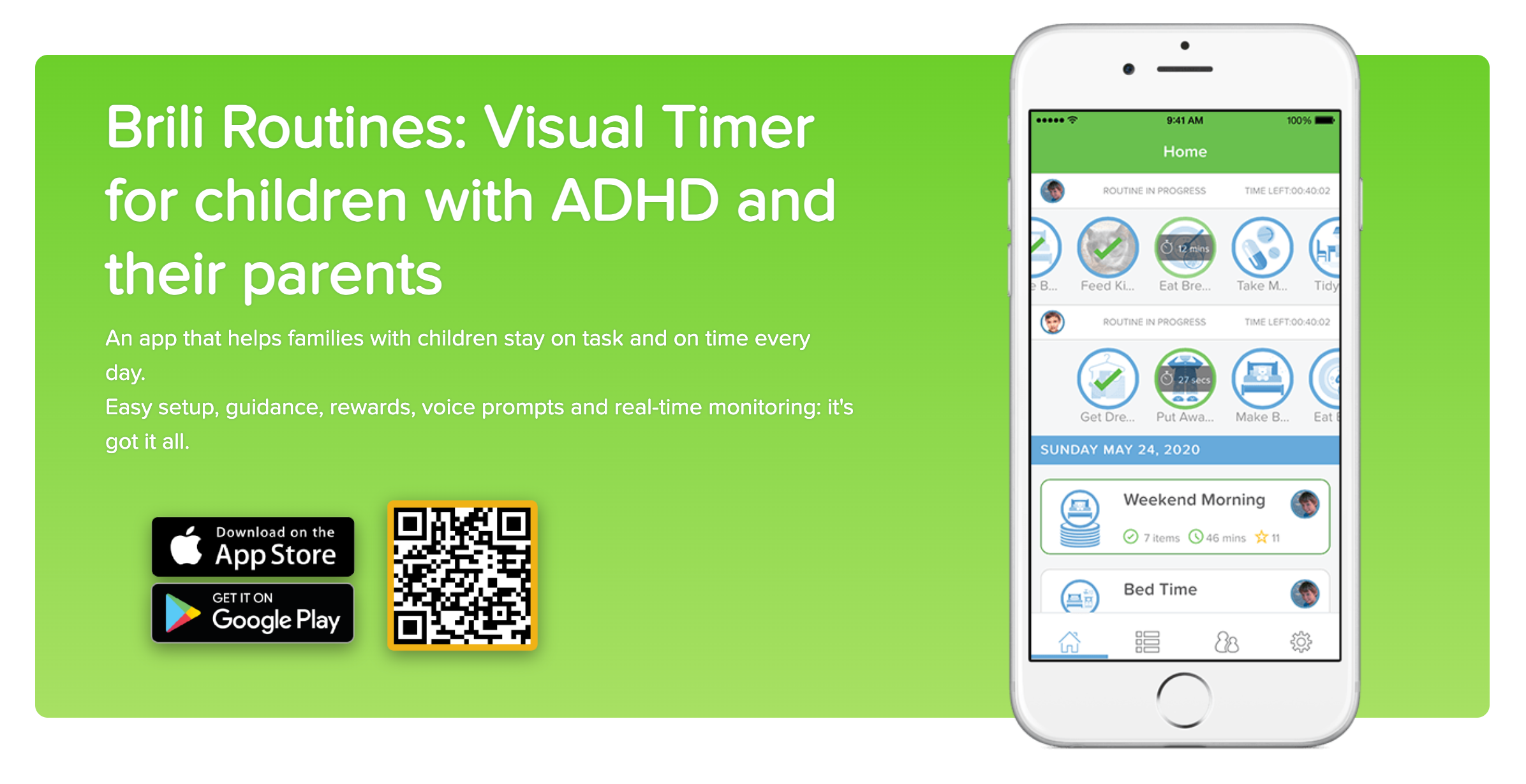 brili app landing page, app that lets adhd adults better manage their routine
