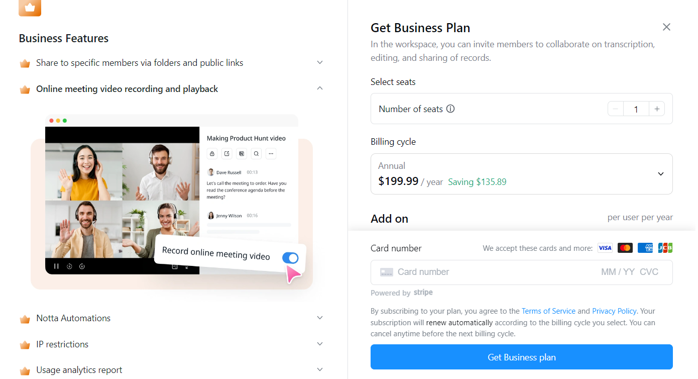 business plan in notta