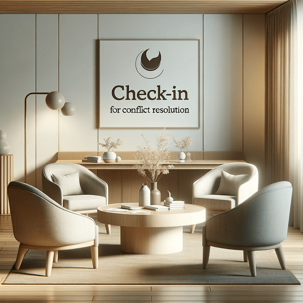 check in questions, Image showing a room for questions to resolve conflicts