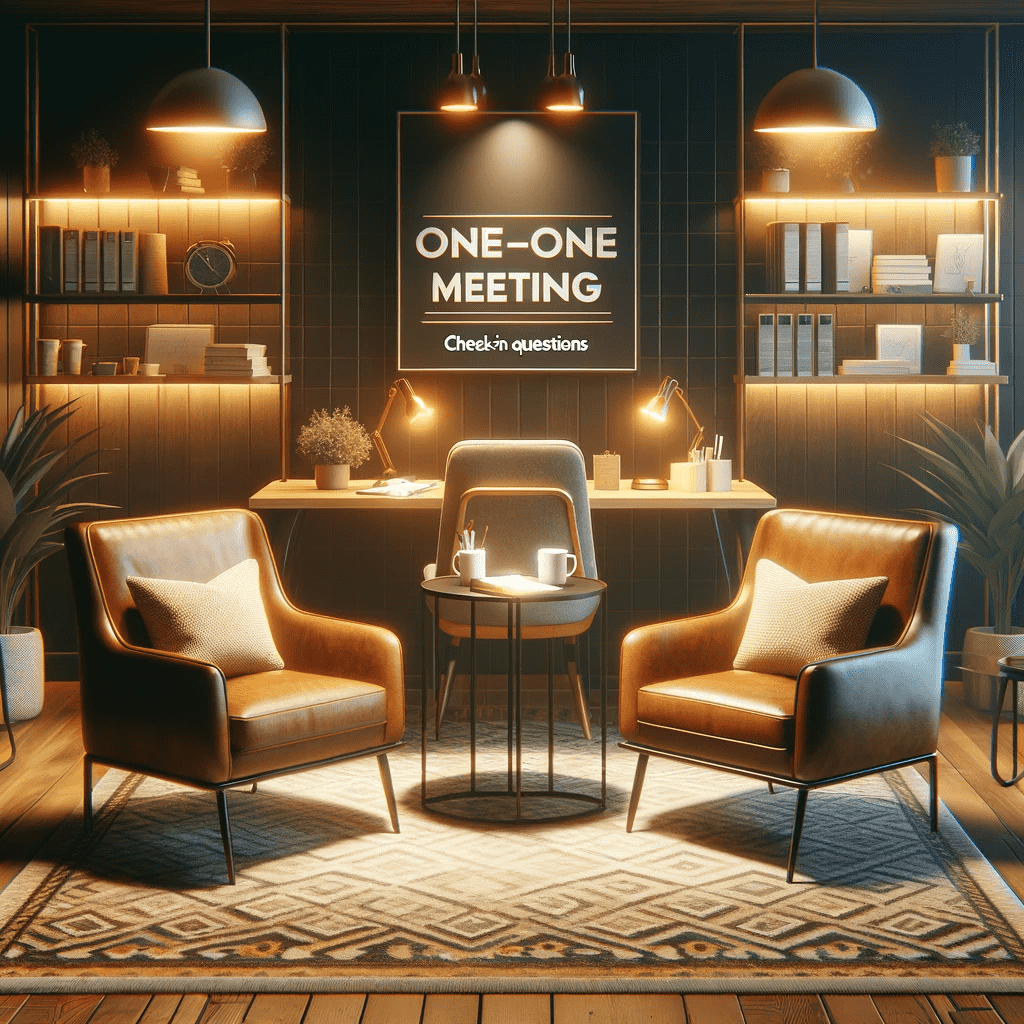 check in questions, Image showing one on one meeting check in questions