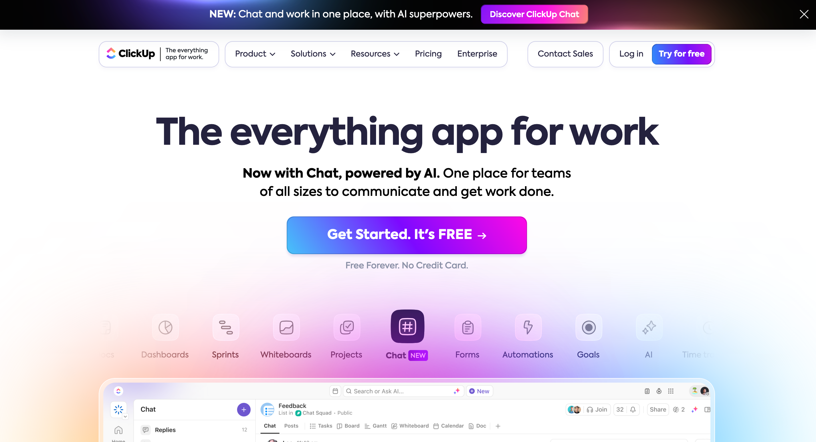 clickup landing page, one of the best ai project management tools