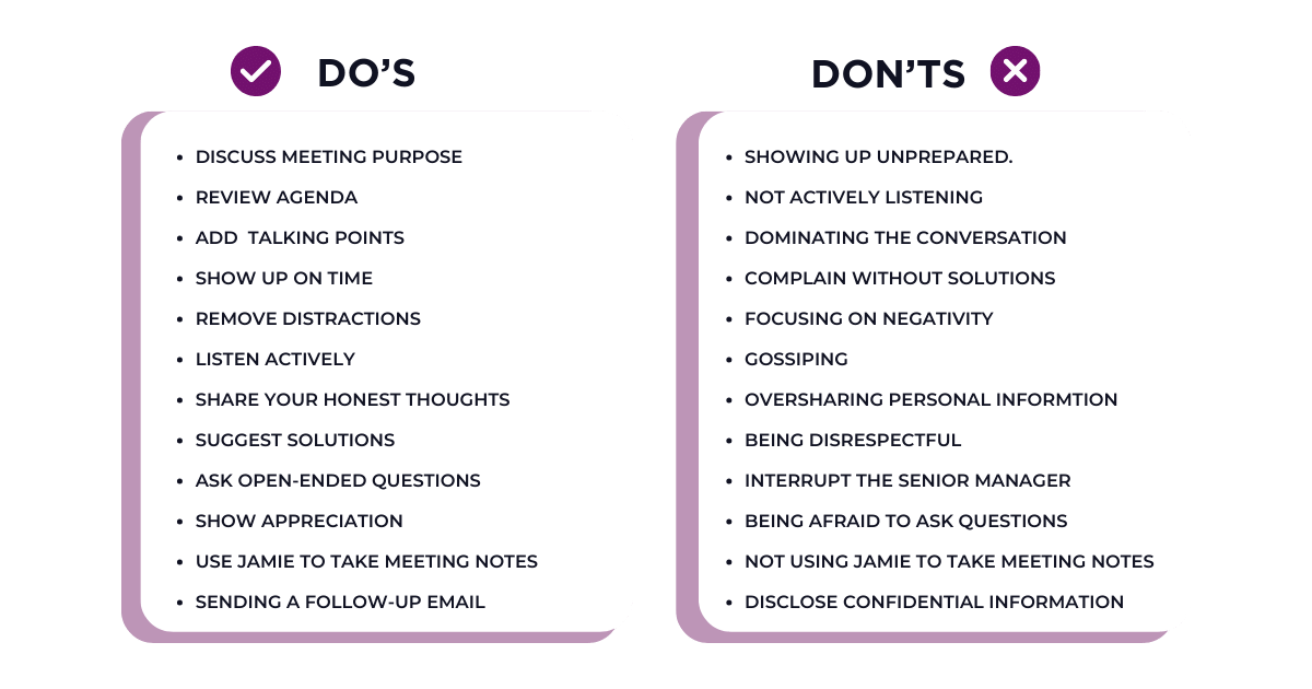 do's and dont's for skip level meetings