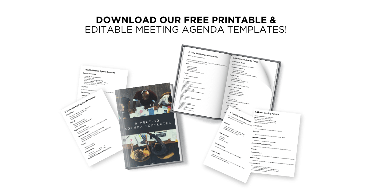 download our free printable and editable metting agenda templates