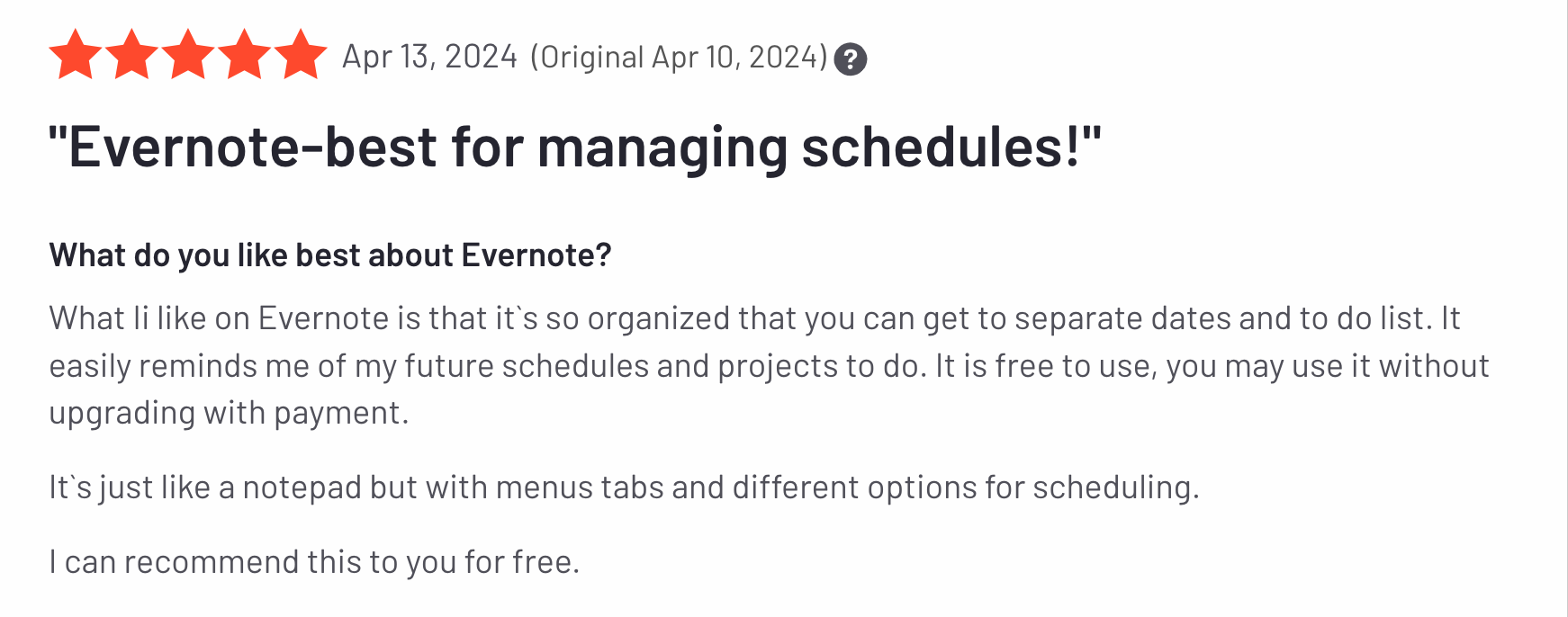 evernote user review