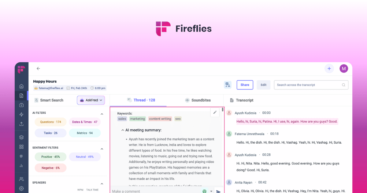 fireflies cover image of the interface