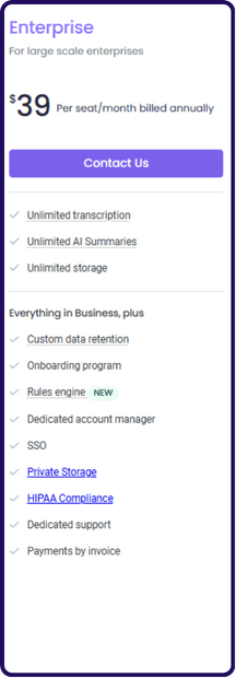 fireflies enterprise plan | fireflies pricing
