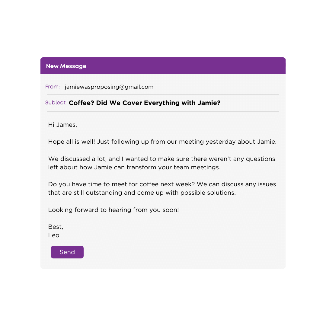 follow up email after meeting - Potential Customer