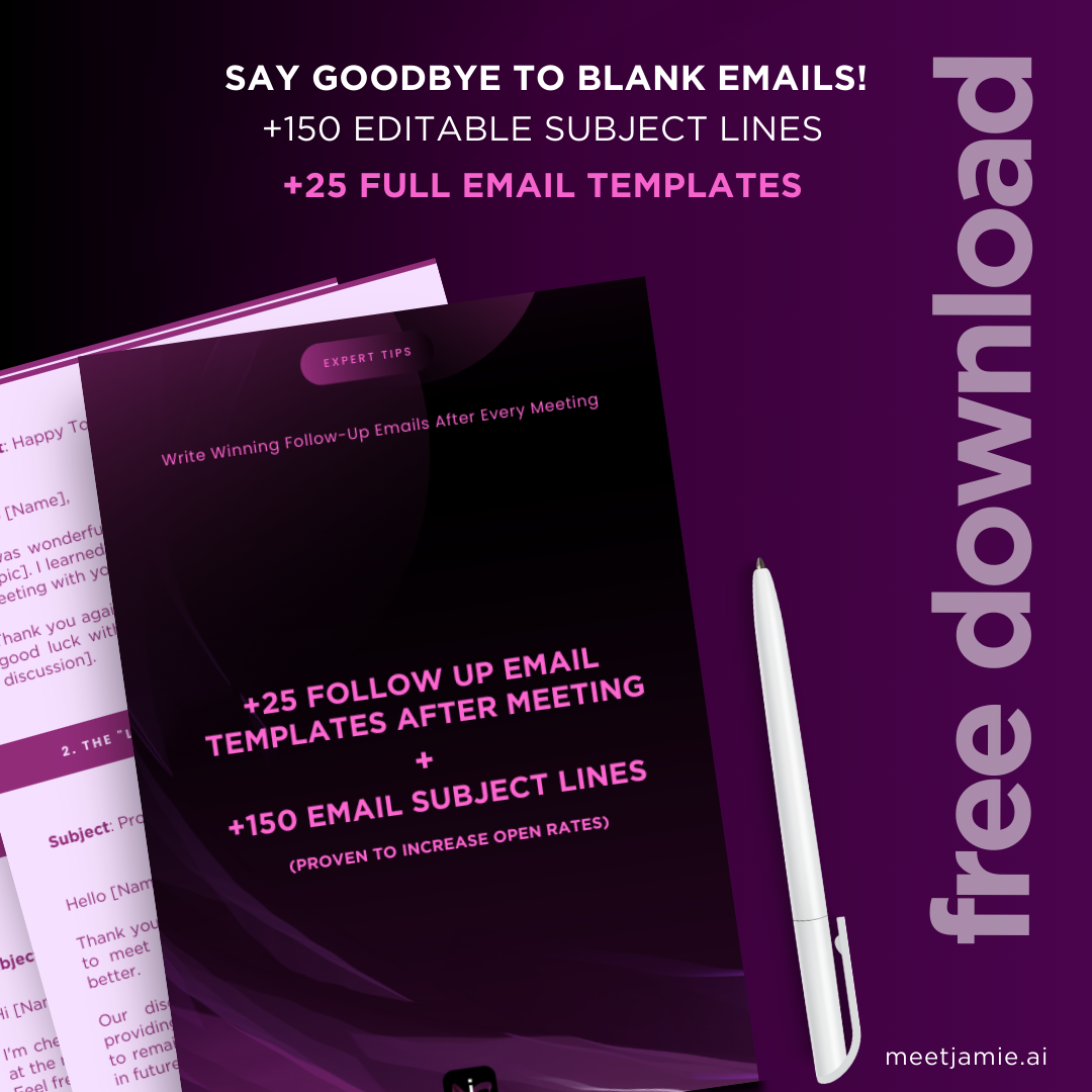 follow up email after meeting - free ebook download