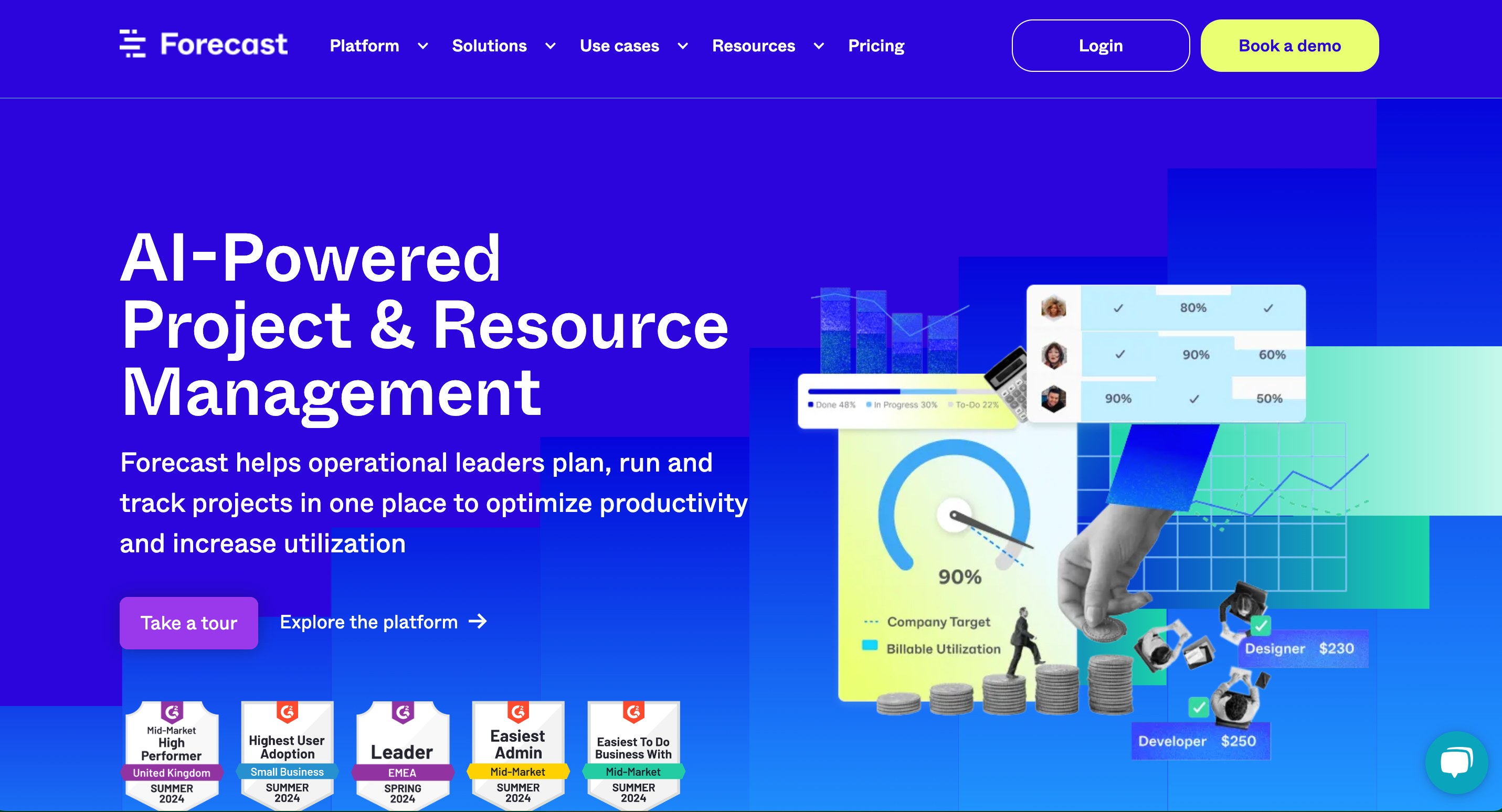 forecast landing page, one of the best ai project management tools