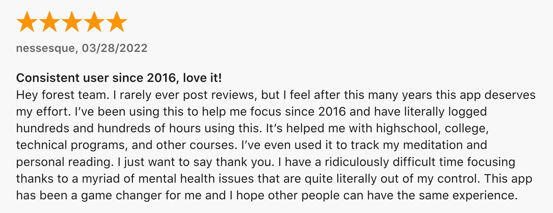 forest app user review