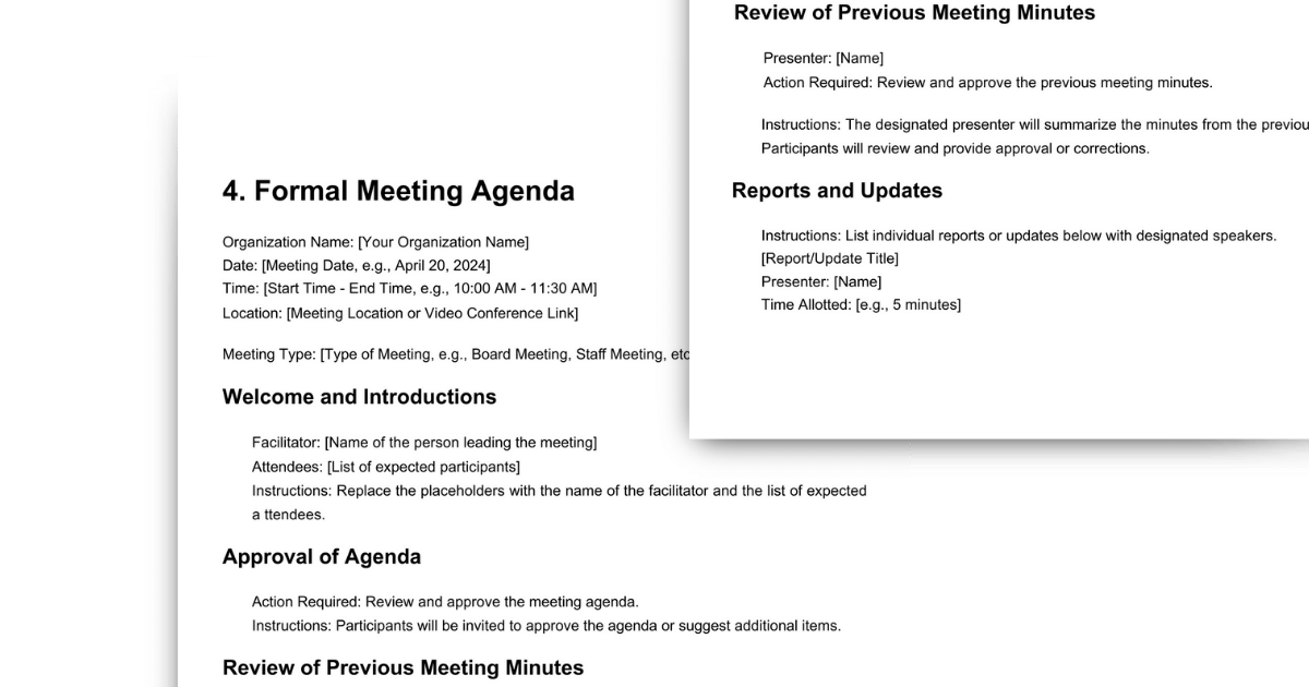 formal meeting agenda template overview
