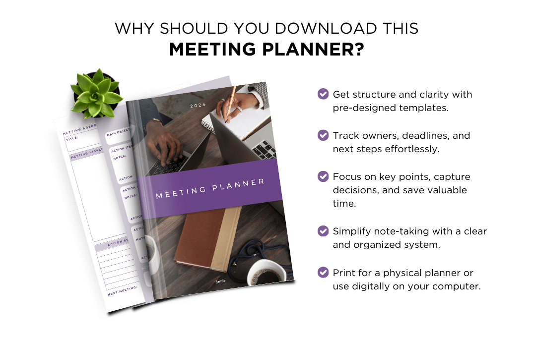 free meeting summary planner ebook download