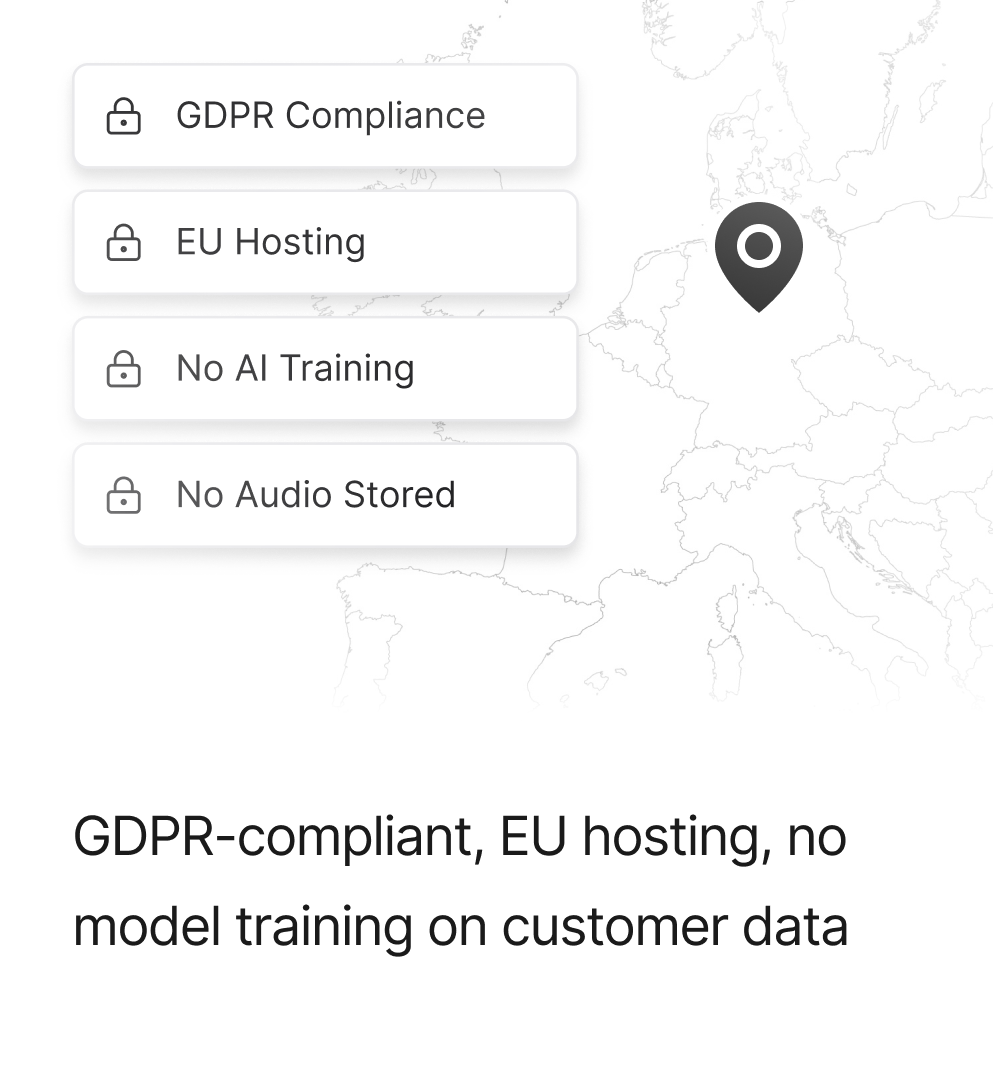 Jamie is GDPR compliant , EU Hosted, No AI training, No Audio stored