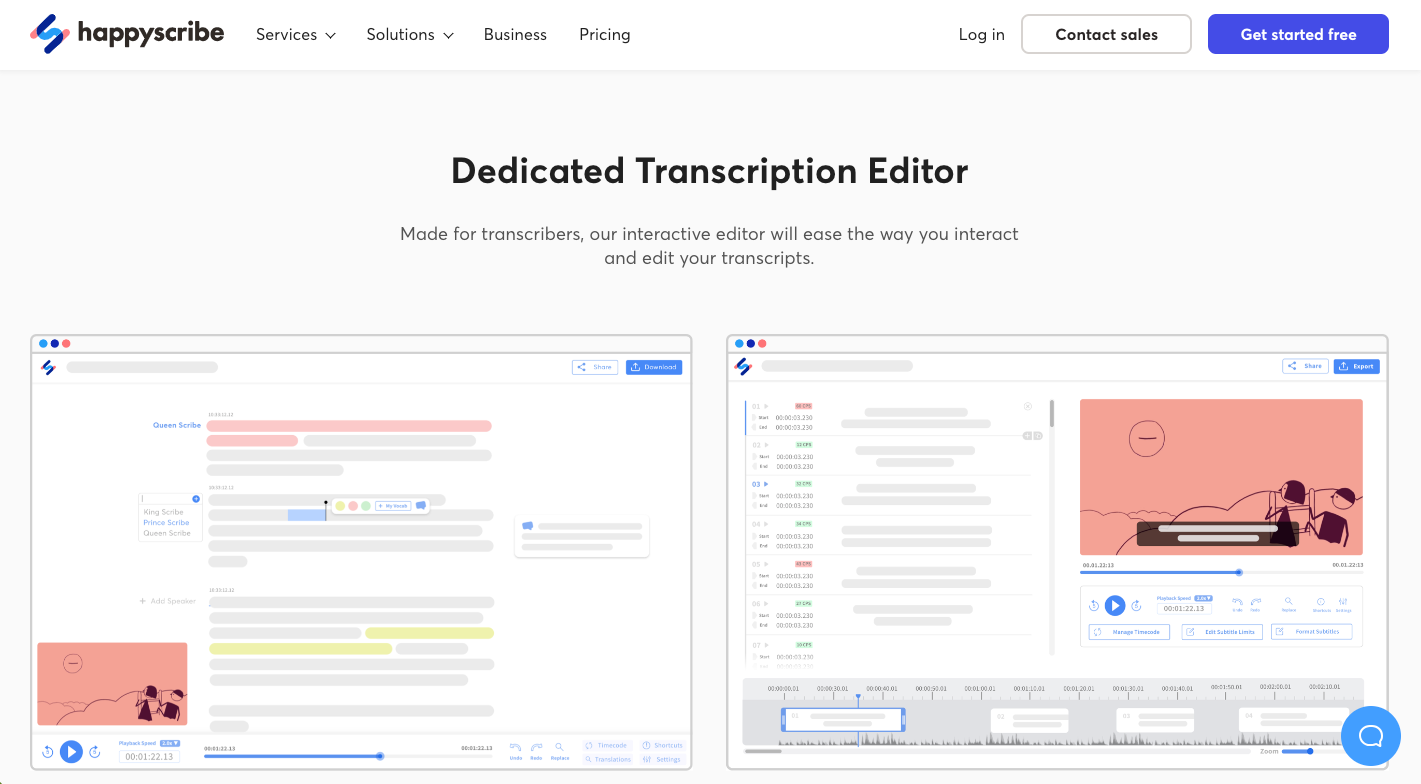 happyscribe free transcription software landing page