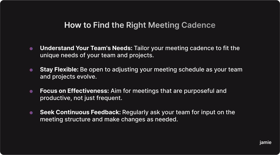how to find the right monthly cadence or bi weekly cadence to hold meetings