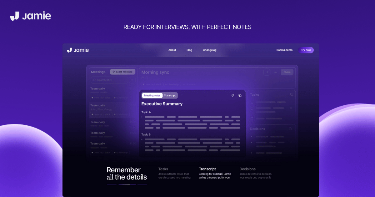 jamie ai powered meeting and interview transcription tool