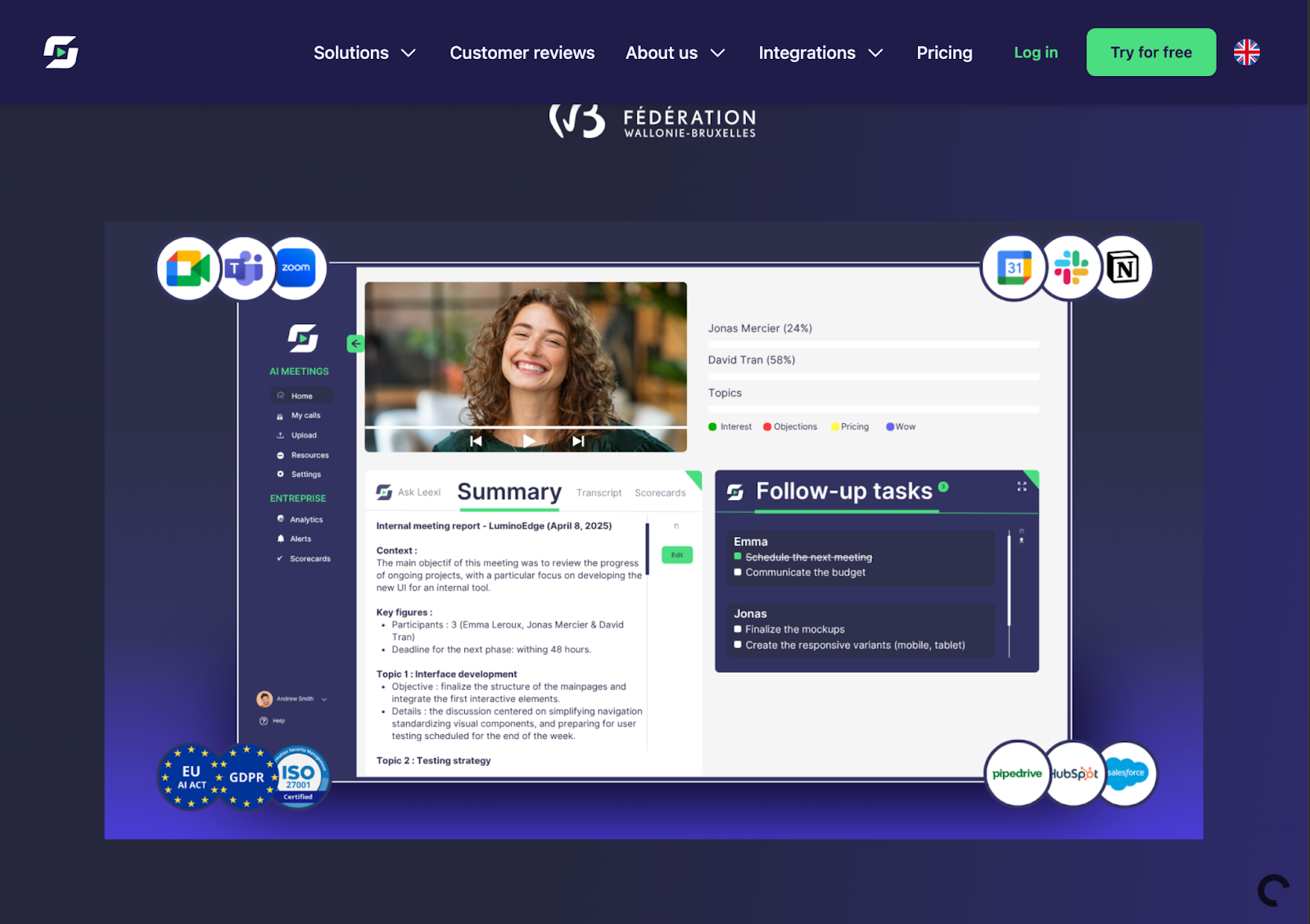 Leexi | Best European Note Takers for Teams