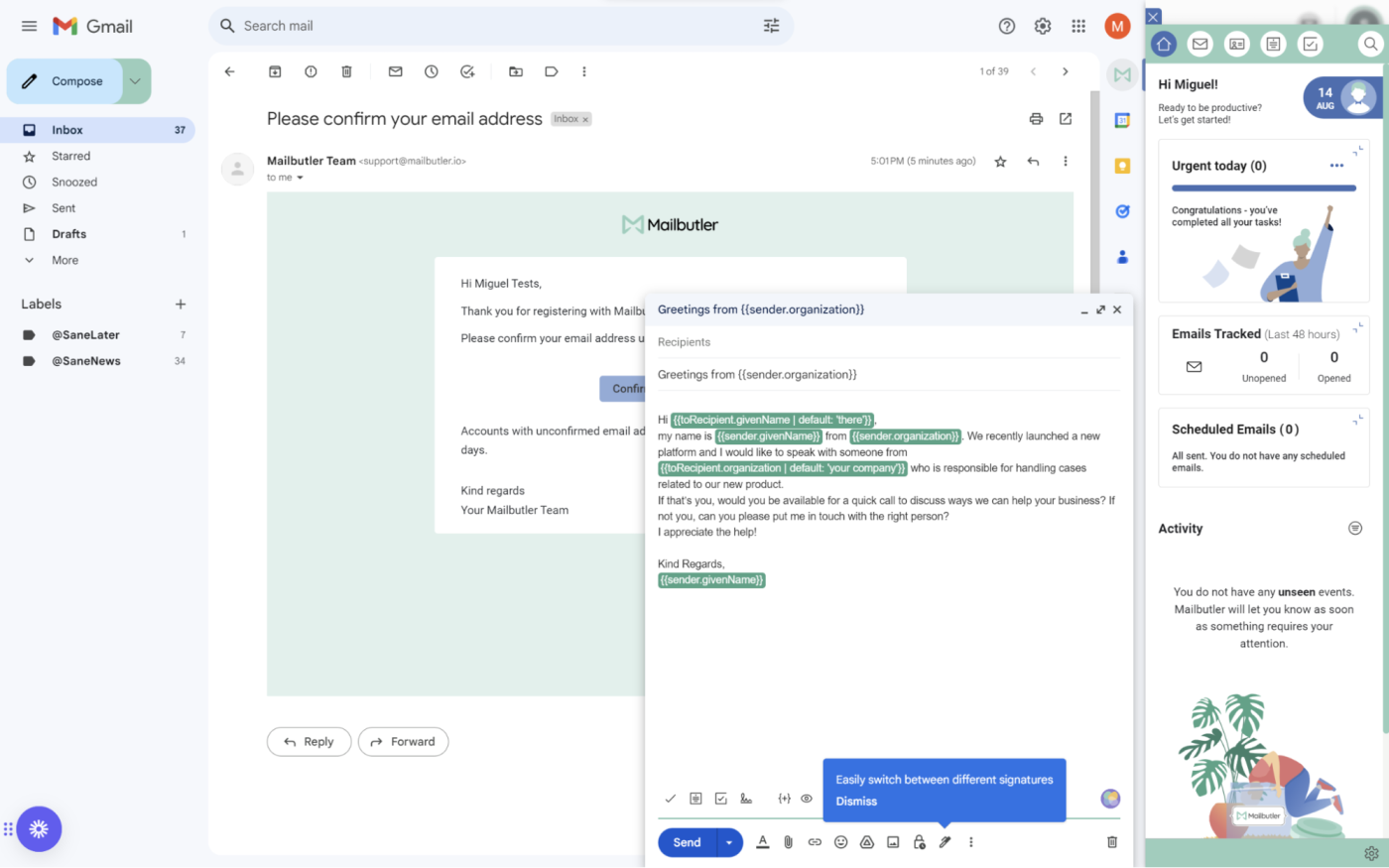 mailbutler new message email ai app