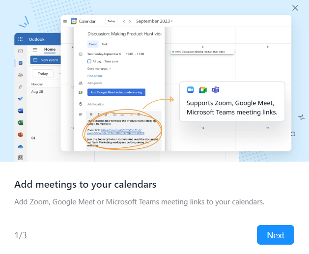 meeting link add section