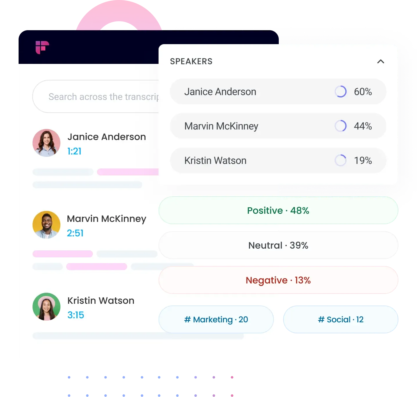 meeting minutes software | Automate your workflow by integrating apps and CRMs with Fireflies, and easily get your files transcribed using in-app upload, zapier or api.