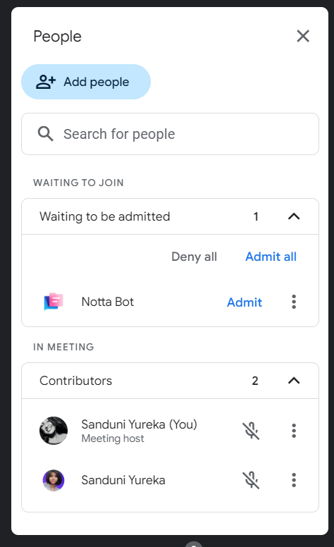 meeting notta bot arriving at the lobby