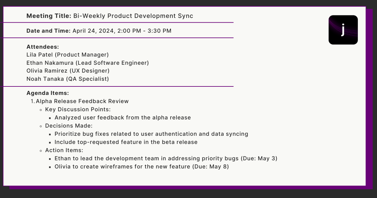 meeting re-cap example
