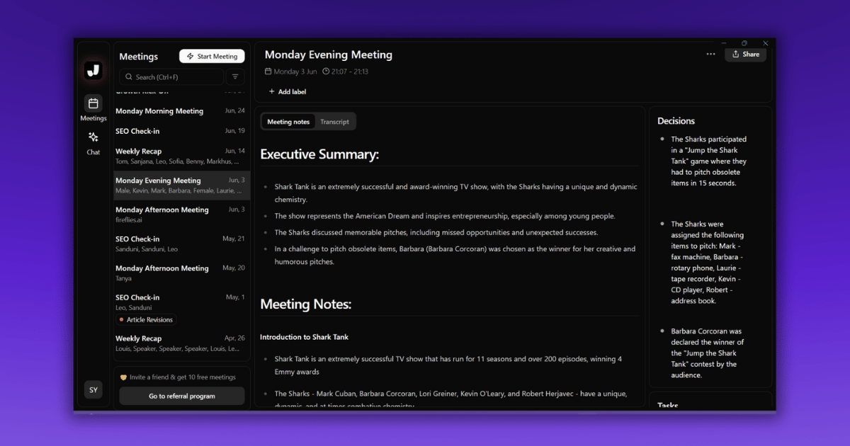 meeting summary quality