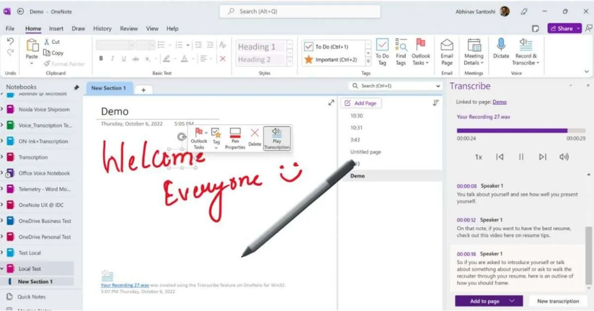 microsoft onenote transcription software for windows