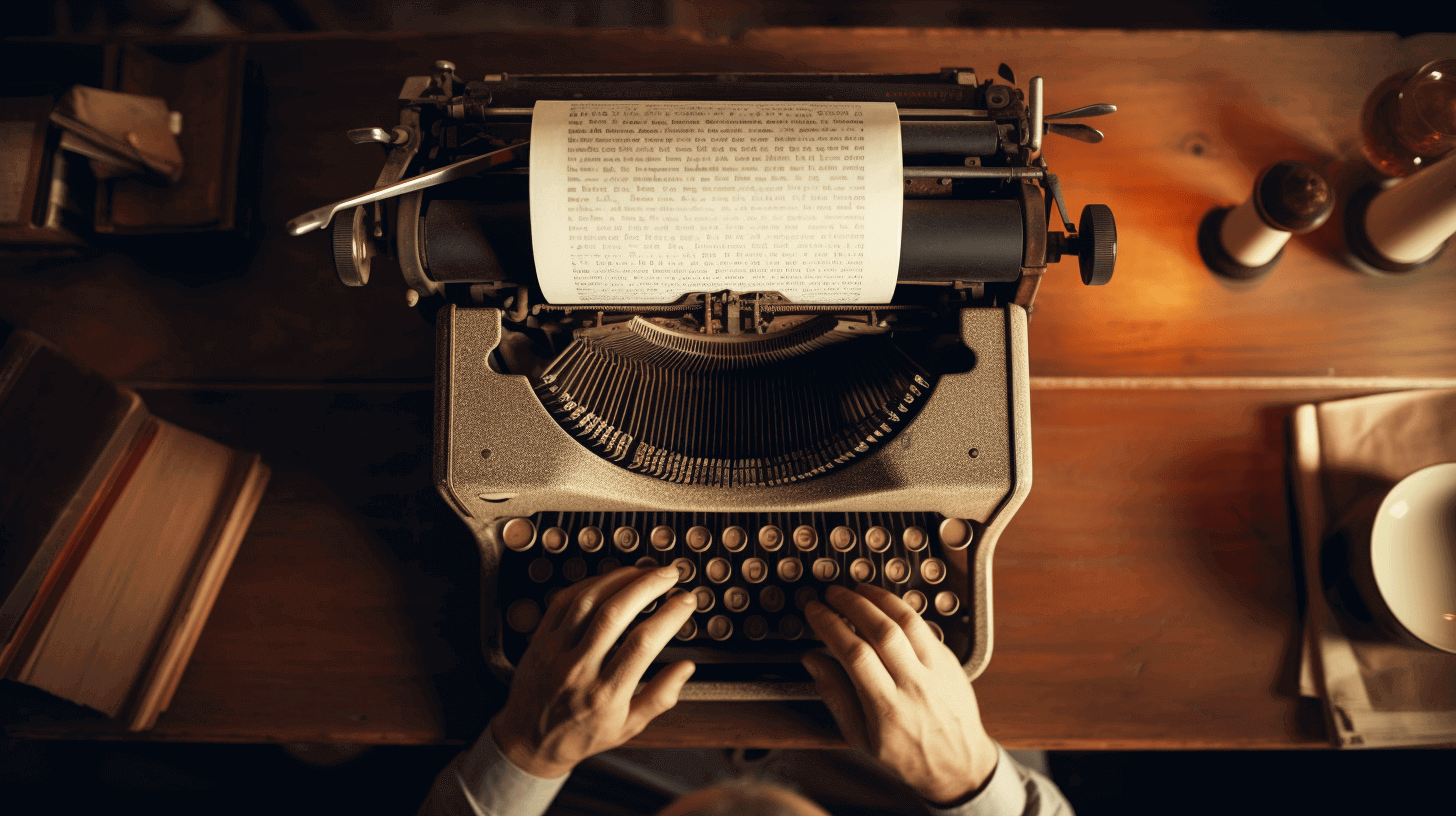 person typing on a typewriter machine