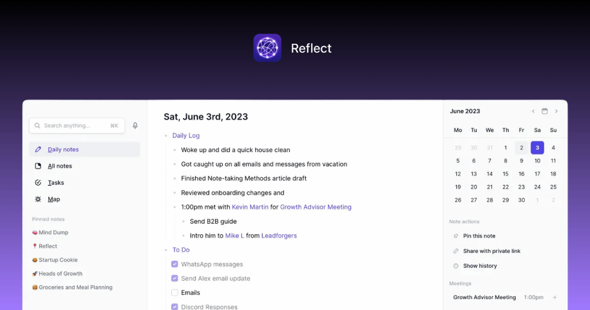 reflect note