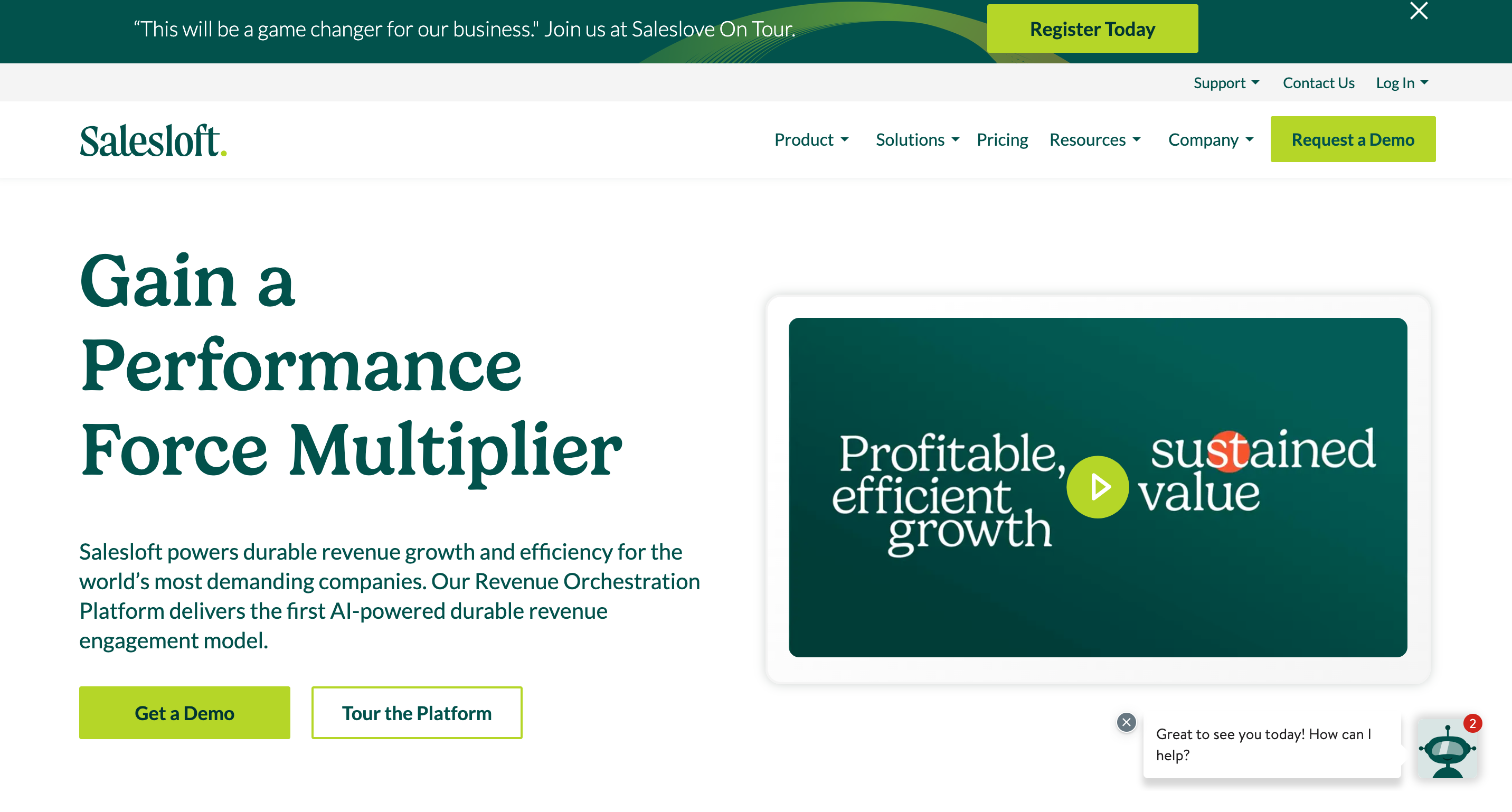 salesloft , landing page of one of the sales coaching software