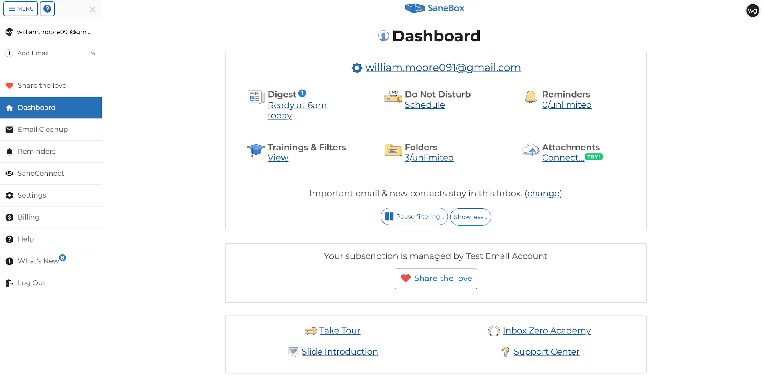 sanebox email message ai user interface design representing