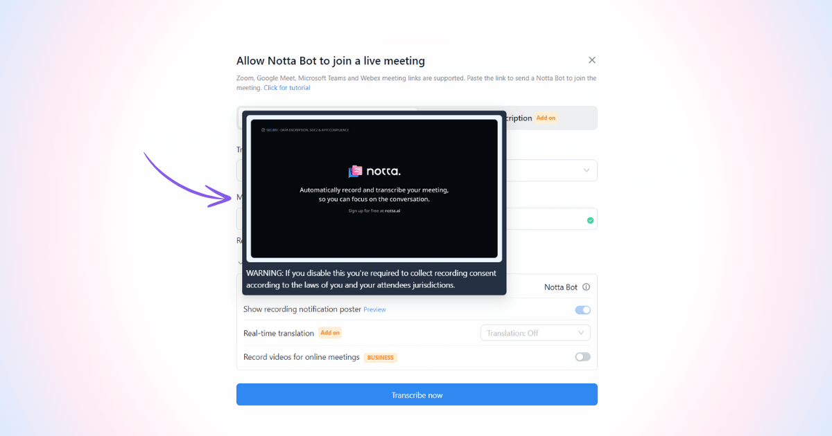 show recording notification poster