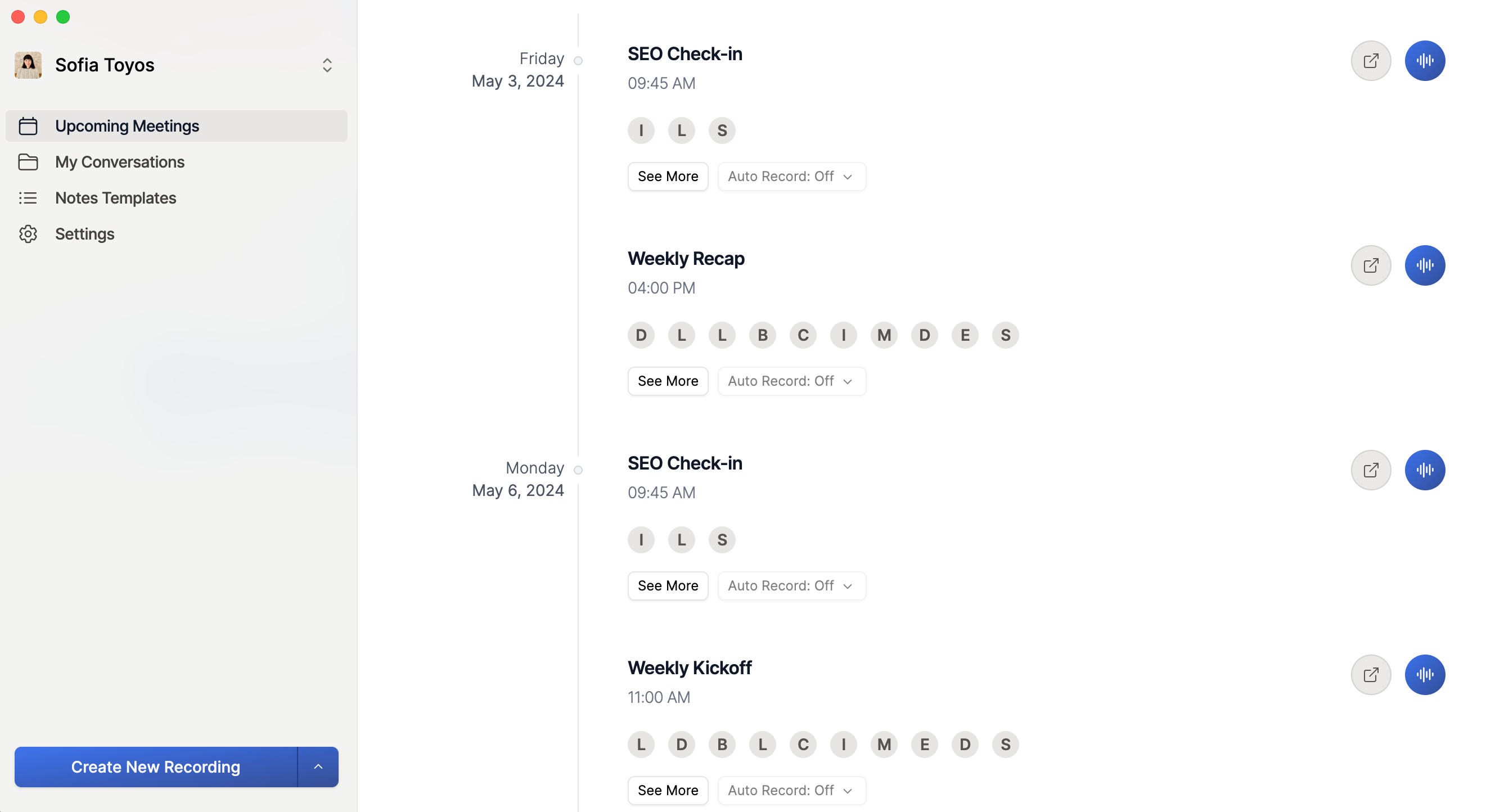 sonnet ai note taker dashboard