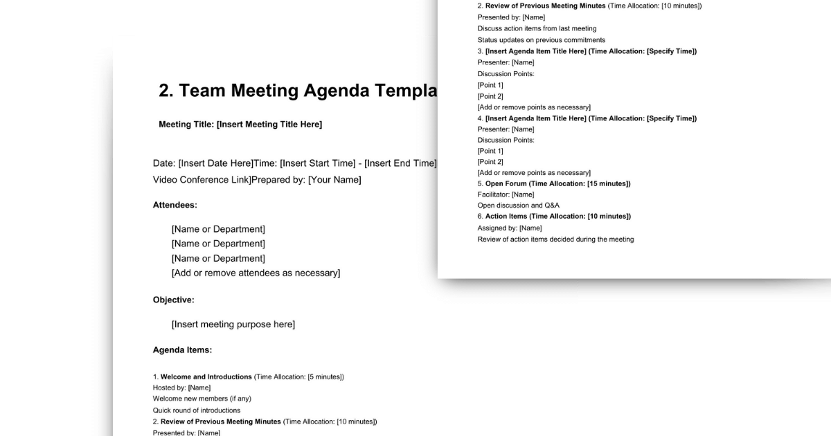 team meeting agenda template overview - staff meeting agenda