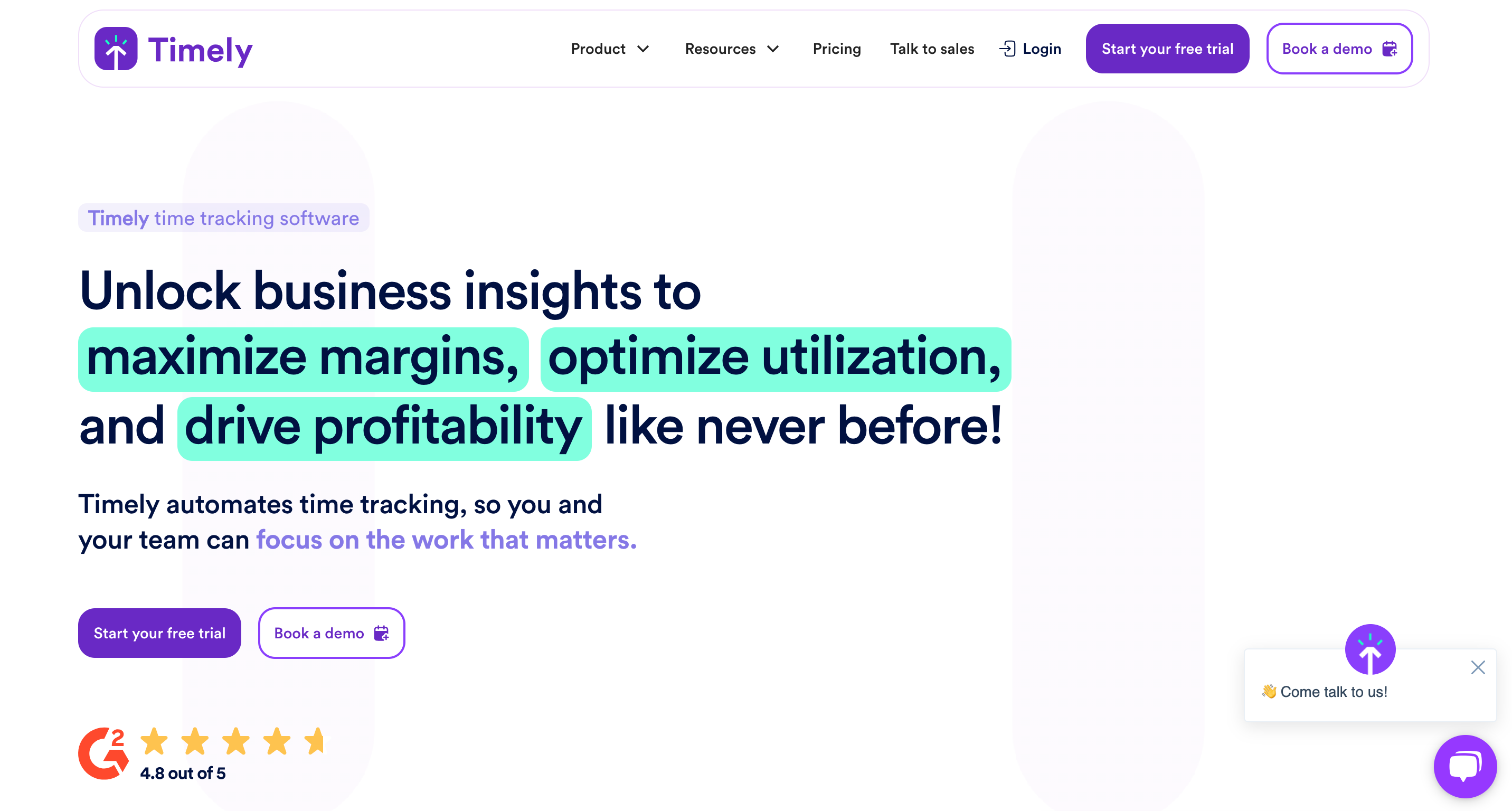 timely landing page, one of the best ai project management tools