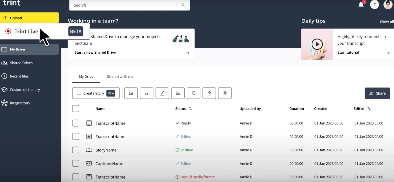 Trint | Best AI transcription software for Europe