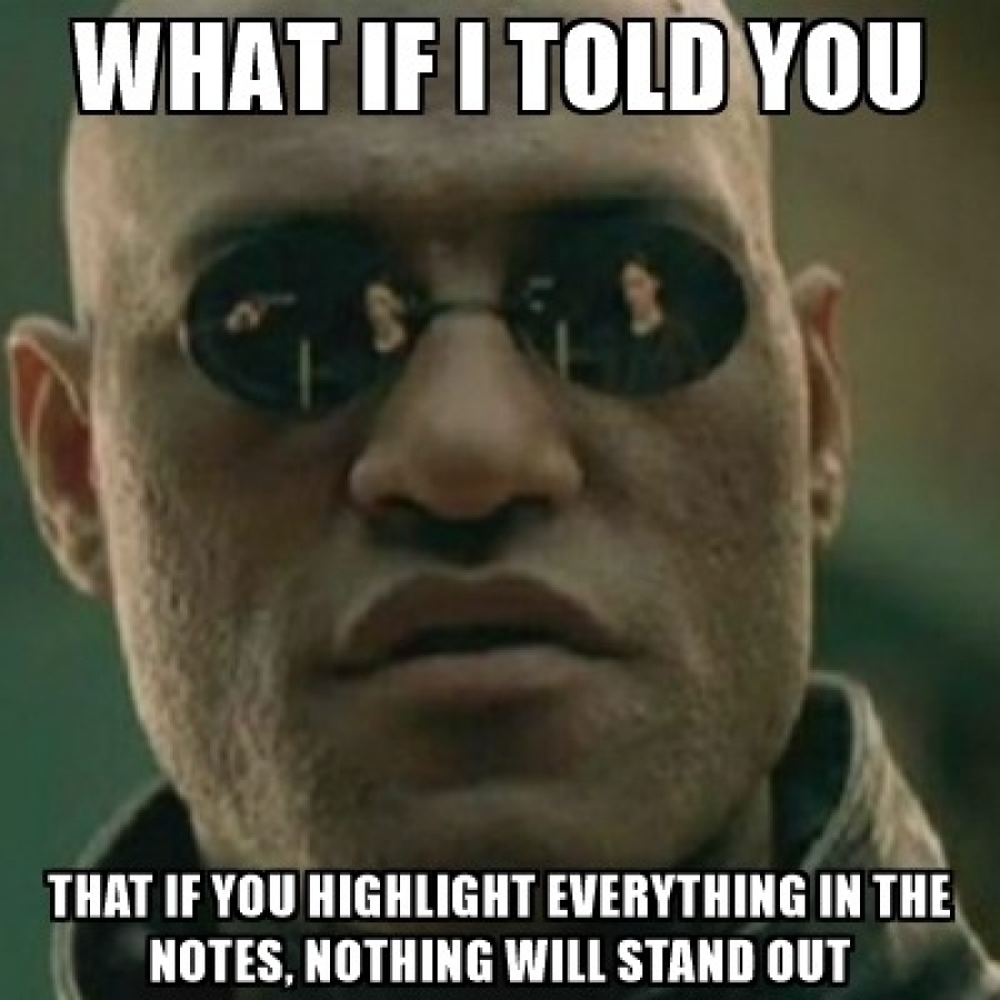 what if i told you that if you highlight everything in the notes, nothing will stand out