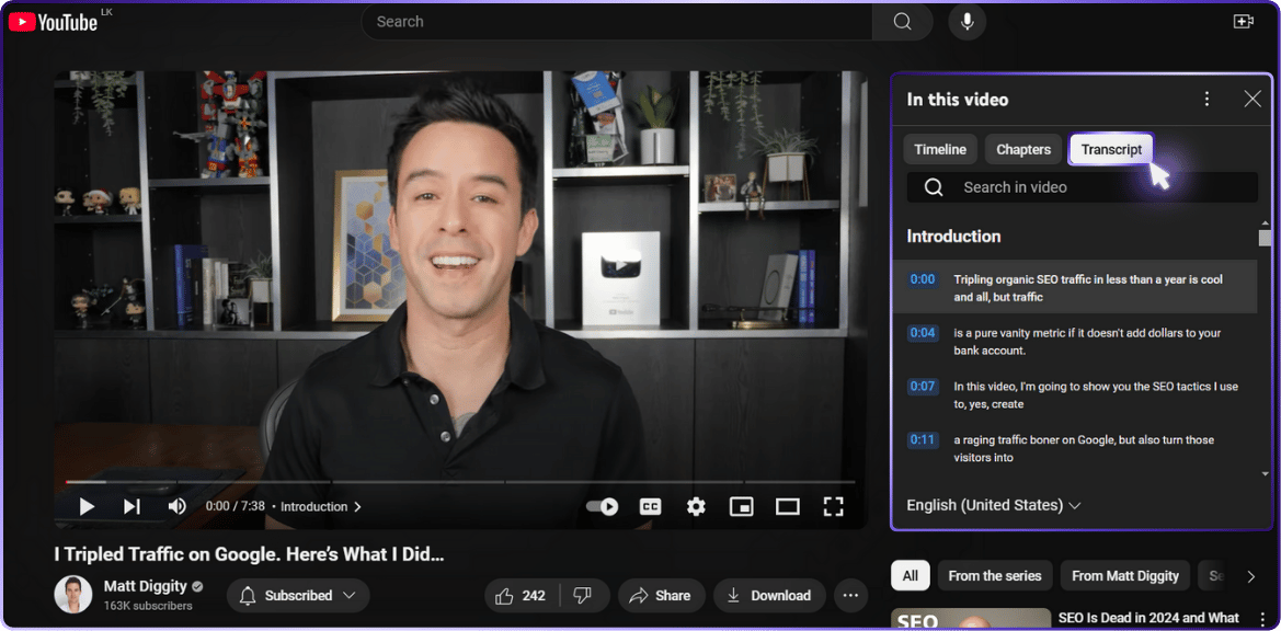 youtube transcript | matt diggity