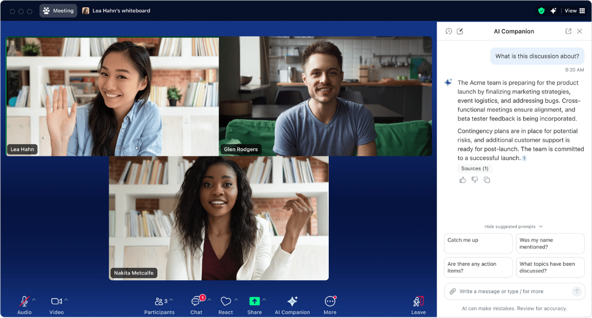 zoom ai companion dashboard