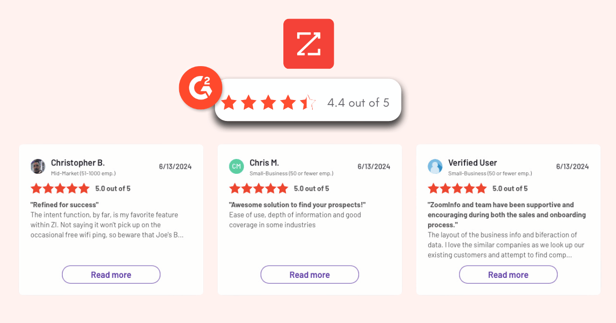 zoominfo G2 reviews
